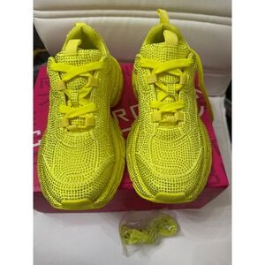 Cape Robbin Women's Fashion Sneakers Rhinestone‎ Embellished Yellow Platform